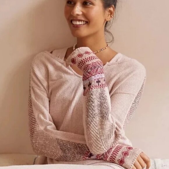 Daily Practice Anthropologie Waffle Thermal Top XS Women Knit Cuff Shirt - Picture 3 of 9